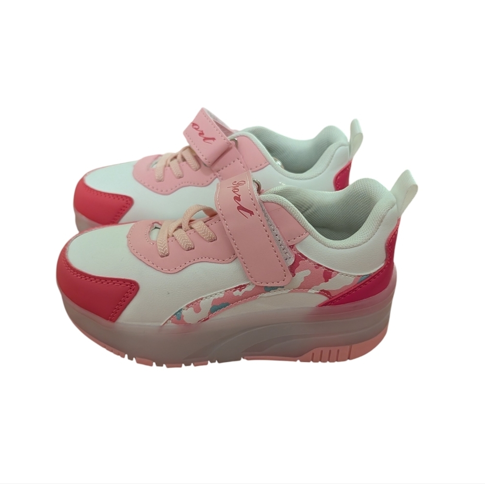 LED Roller Skates Shoes 4 Wheel Skating Pink and White Light-Up Size 1 - Picture 9 of 11